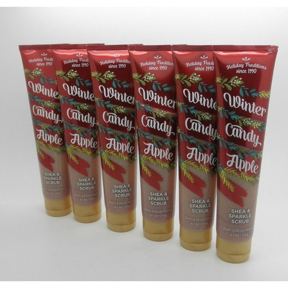 Bath & Body Works WINTER CANDY APPLE Shea & Sparkle Scrub - Lot of 6 NEW